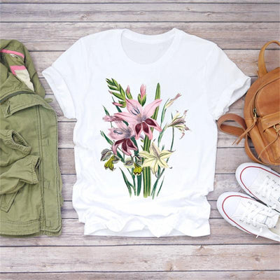Camiseta Estampada con Ilustración Floral para Mujer - Diseño Casual - Image 13
