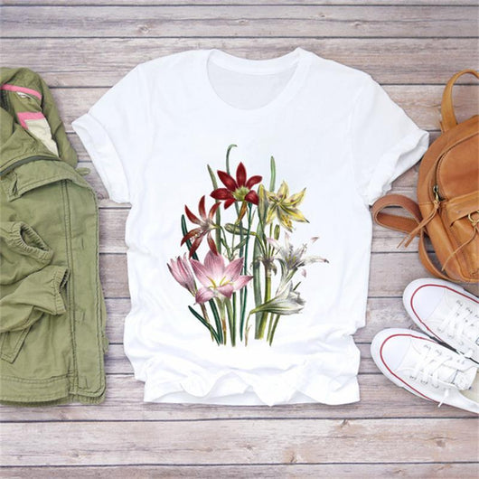 Camiseta Estampada con Ilustración Floral para Mujer - Diseño Casual - Image 14