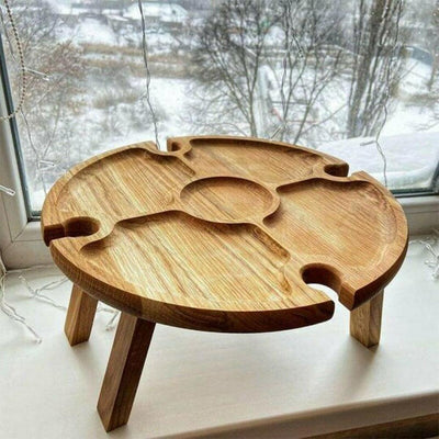 Mesa Plegable de Madera para Picnic con Soporte para Copas de Vino 2 en 1 - Image 11