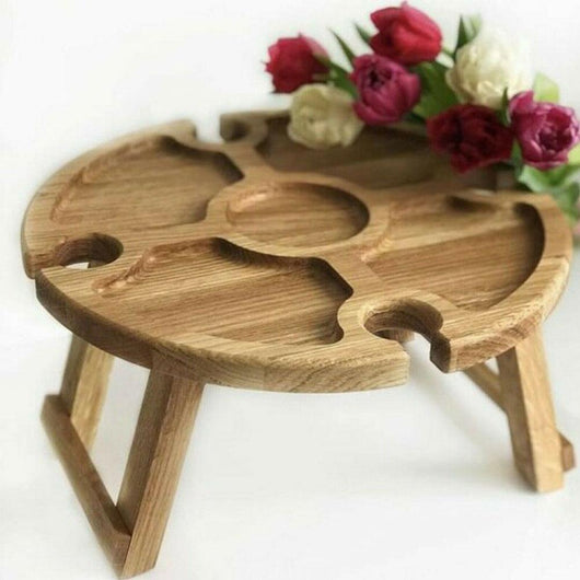 Mesa Plegable de Madera para Picnic con Soporte para Copas de Vino 2 en 1 - Image 12