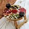 Mesa Plegable de Madera para Picnic con Soporte para Copas de Vino 2 en 1