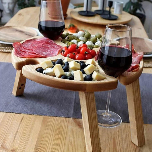 Mesa Plegable de Madera para Picnic con Soporte para Copas de Vino 2 en 1 - Image 13