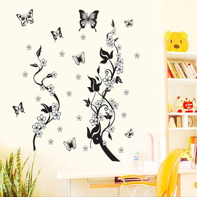 Adhesivo Decorativo de Pared Mariposas y Flores - Diseño Premium Tercera Generación