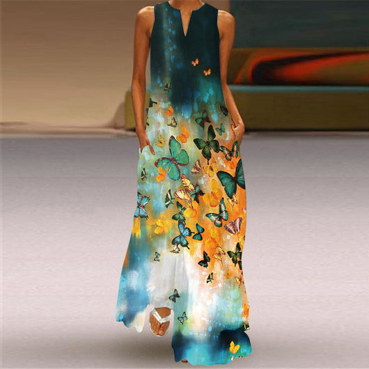 Vestido Estampado Vintage con Escote en V - Image 7
