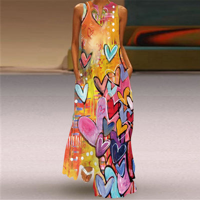 Vestido Estampado Vintage con Escote en V - Image 3