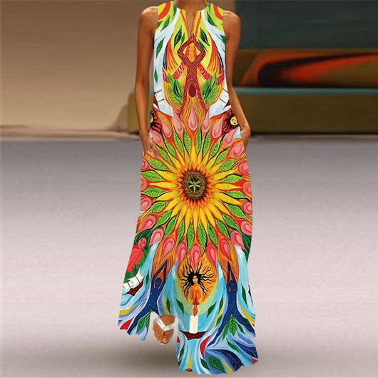 Vestido Estampado Vintage con Escote en V - Image 5