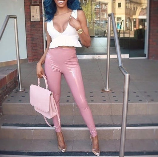 Leggins de Cuero Espejo Sexy para Discoteca - Talla Grande