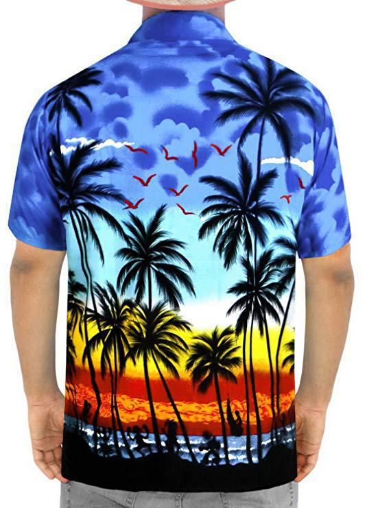 Playera Hawaiana Estampada 3D de Manga Corta