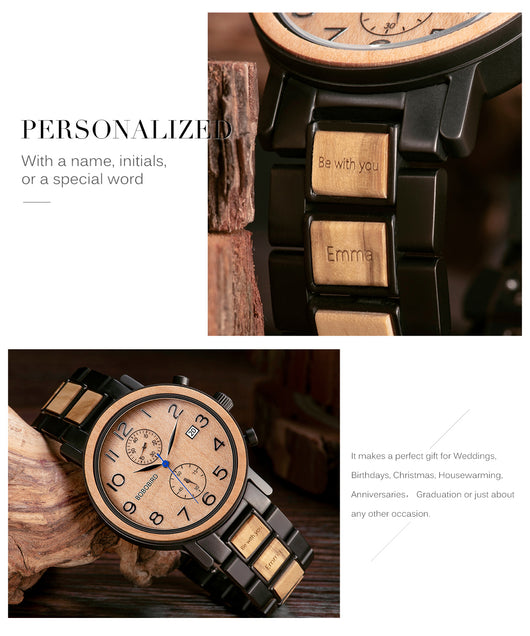 Reloj Multifuncional de Madera de Sándalo Verde - Image 8