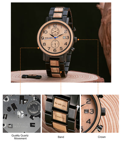 Reloj Multifuncional de Madera de Sándalo Verde - Image 7