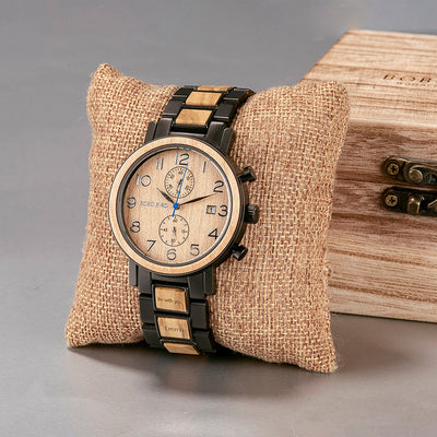 Reloj Multifuncional de Madera de Sándalo Verde