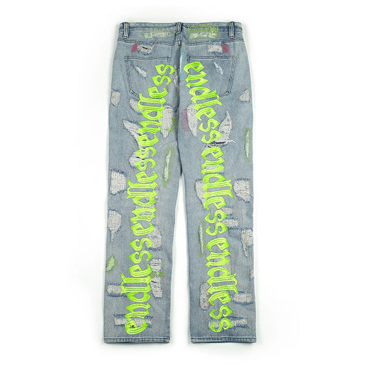 Pantalones Vaqueros Rotos Retro para Hombre y Mujer