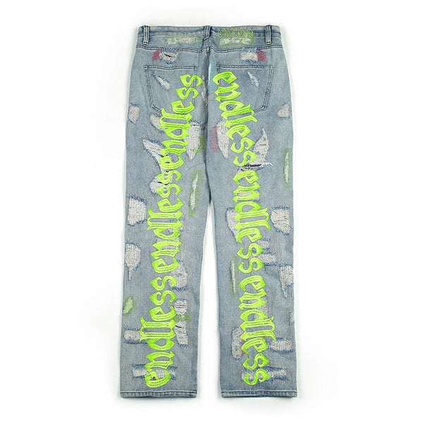 Pantalones Vaqueros Rotos Retro para Hombre y Mujer