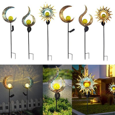 Lámpara Solar Retro de Hierro Forjado para Jardín con Proyección Decorativa