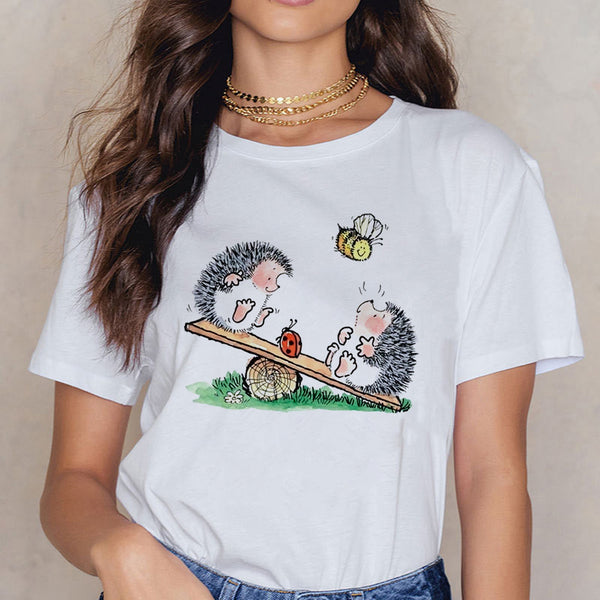 Blusa Holgada Estampado Animales Dibujos Talla Grande