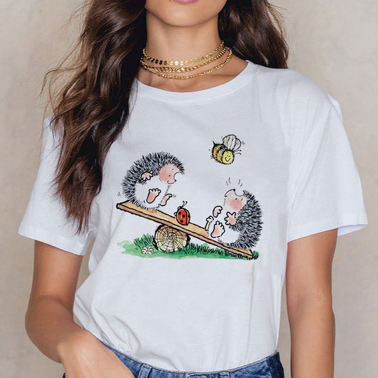 Blusa Holgada Estampado Animales Dibujos Talla Grande