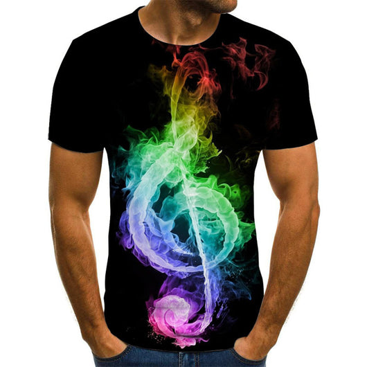 Playera Estampada 3D Notas Musicales Flame para Hombre - Image 8