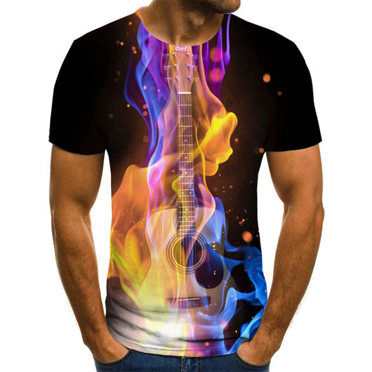 Playera Estampada 3D Notas Musicales Flame para Hombre - Image 12