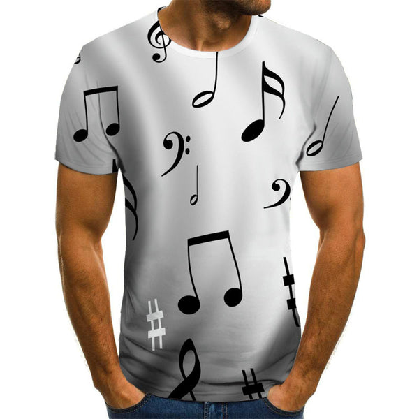 Playera Estampada 3D Notas Musicales Flame para Hombre