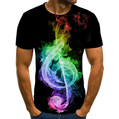 Playera Estampada 3D Notas Musicales Flame para Hombre - Image 3