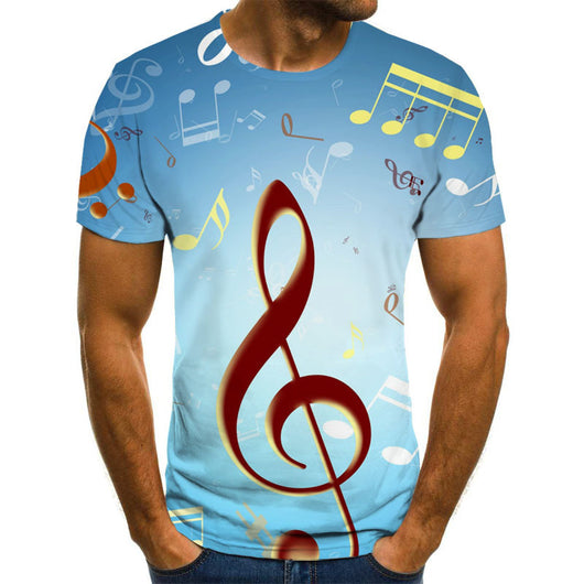 Playera Estampada 3D Notas Musicales Flame para Hombre - Image 6