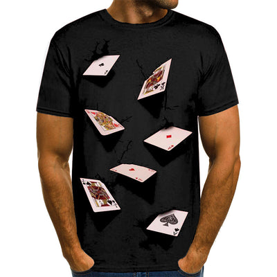 Playera Hombre Cuello Redondo Estampado 3D Naipes Manga Corta - Image 7