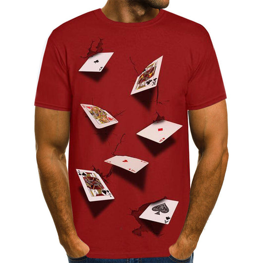 Playera Hombre Cuello Redondo Estampado 3D Naipes Manga Corta - Image 8