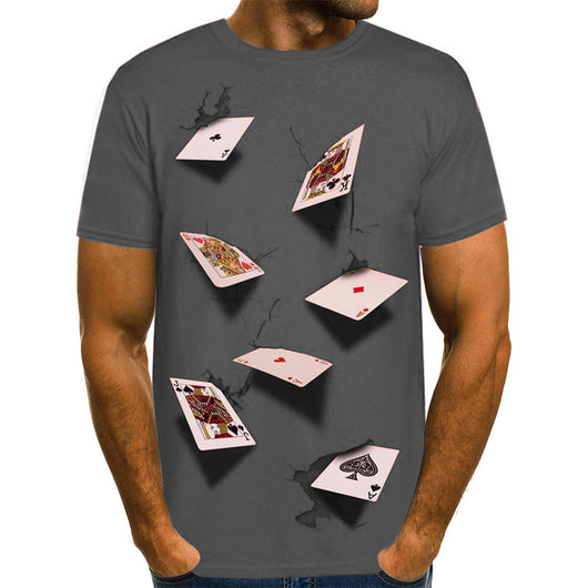 Playera Hombre Cuello Redondo Estampado 3D Naipes Manga Corta - Image 3