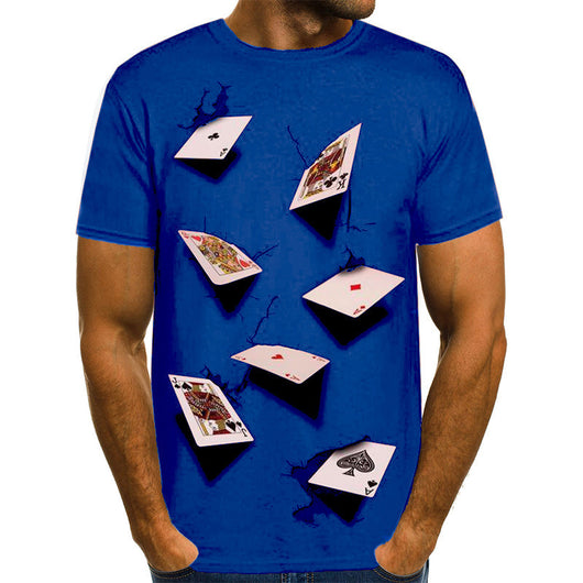 Playera Hombre Cuello Redondo Estampado 3D Naipes Manga Corta - Image 5
