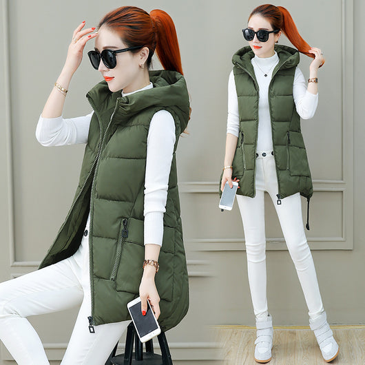 Chaleco Acolchado con Capucha para Mujer - Diseño Slim y Largo Medio - Image 10