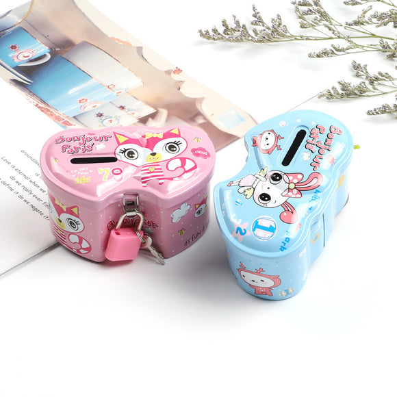 Alcancía Infantil de Hojalata con Diseño Adorable de Amor y Dibujos