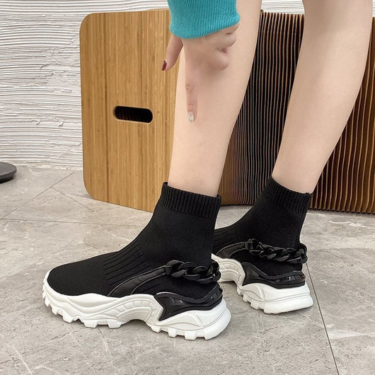 Botas Deportivas Tejidas con Suela Gruesa para Mujer - Image 2
