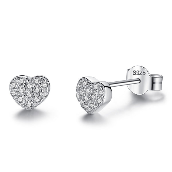 Aretes de Corazón en Plata Esterlina S925 con Circones