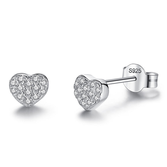Aretes de Corazón en Plata Esterlina S925 con Circones