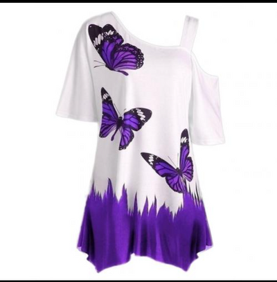 Camiseta de Un Hombro con Estampado Digital de Mariposa - Image 9