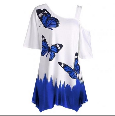 Camiseta de Un Hombro con Estampado Digital de Mariposa - Image 11
