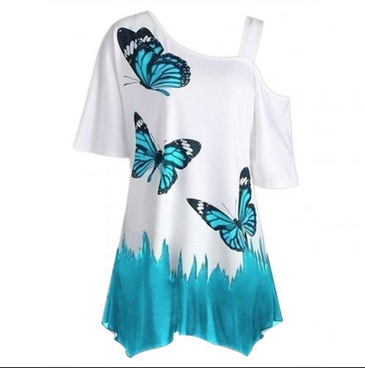 Camiseta de Un Hombro con Estampado Digital de Mariposa - Image 7