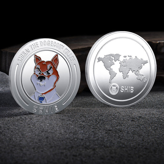Moneda Conmemorativa Shiba Inu 3D con Relieve en Relieve - Moneda Virtual Digital de Colección