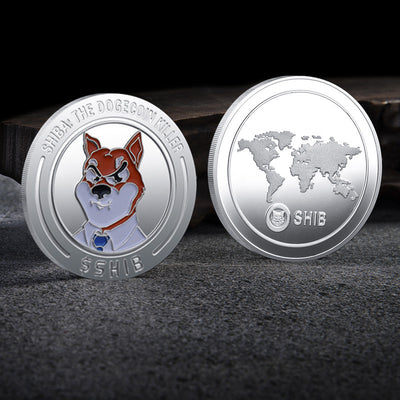 Moneda Conmemorativa Shiba Inu 3D con Relieve en Relieve - Moneda Virtual Digital de Colección