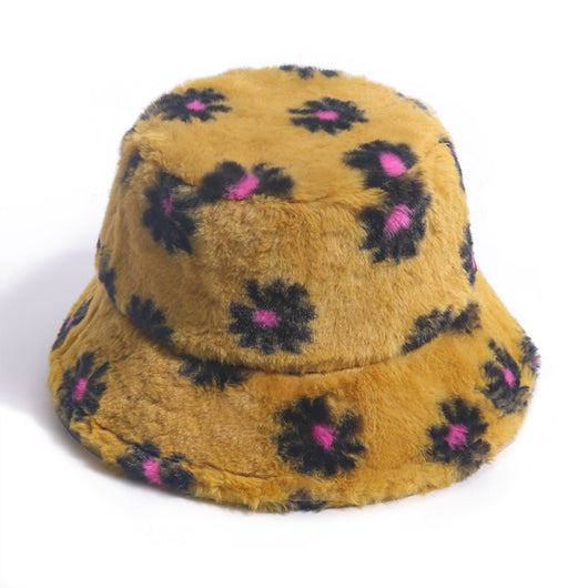 Gorro Pescador Coreano con Estampado Margarita - Abrigo Invierno Otoño Pelaje Conejo - Image 9