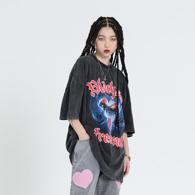 Camiseta Suelta Estampado Diablo para Hombre - Image 7