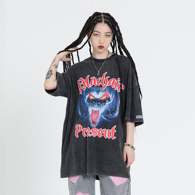 Camiseta Suelta Estampado Diablo para Hombre - Image 8