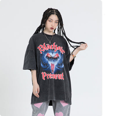 Camiseta Suelta Estampado Diablo para Hombre - Image 9
