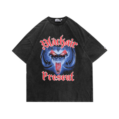 Camiseta Suelta Estampado Diablo para Hombre - Image 5