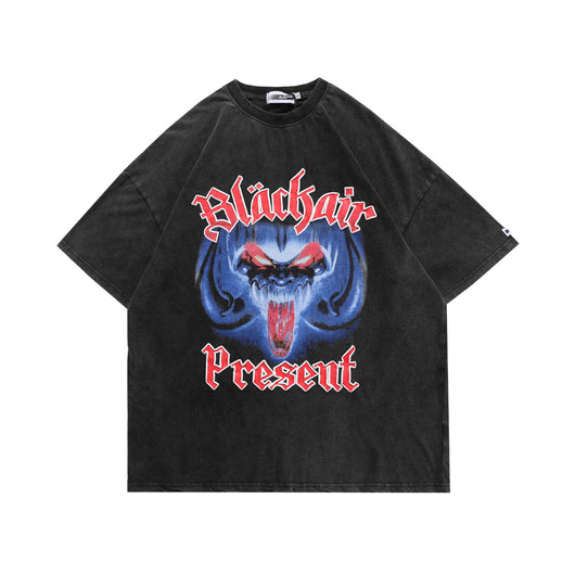 Camiseta Suelta Estampado Diablo para Hombre - Image 5