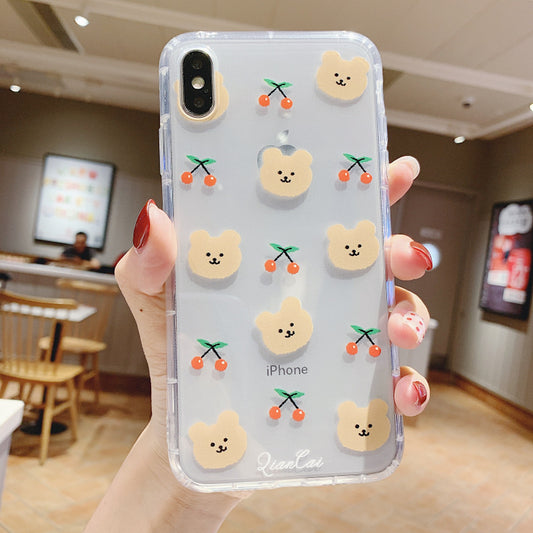Funda Protectora para Celular con Diseño de Conejo y Osito de Silicona