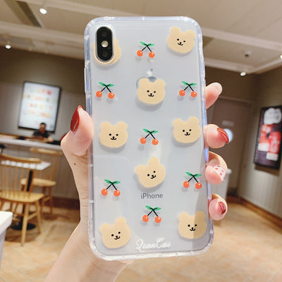 Funda Protectora para Celular con Diseño de Conejo y Osito de Silicona