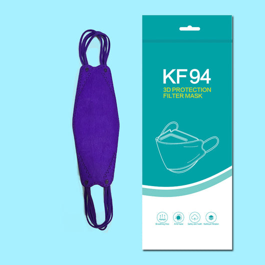 Black KF94 3D protection filter mask shown with its teal and white packaging for a 20-piece pack. - Image 12