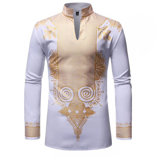 Blusa Africana con Cuello de Pie y Mangas Largas Efecto Bronceado - Image 11