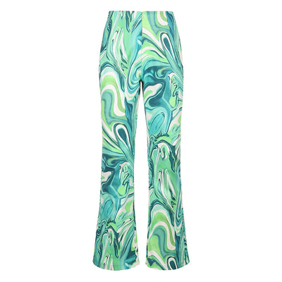 Pantalones Bootcut con Estampado Ondas de Agua y Cierre - Image 15